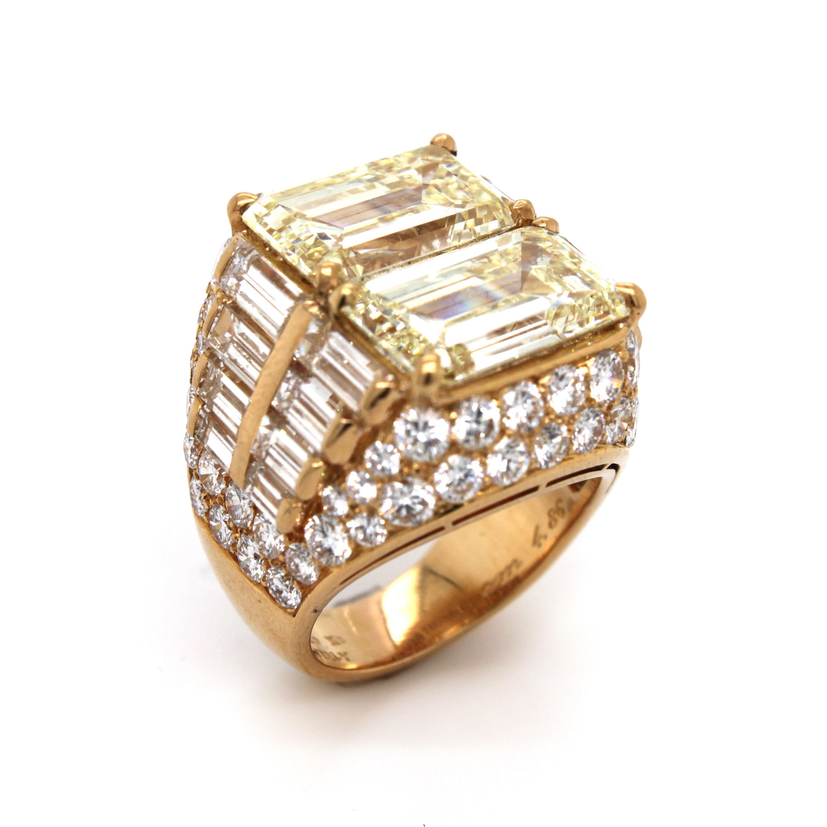 Bulgari Diamond Double Trombino Ring 10.16 Carat, circa 1970s 4