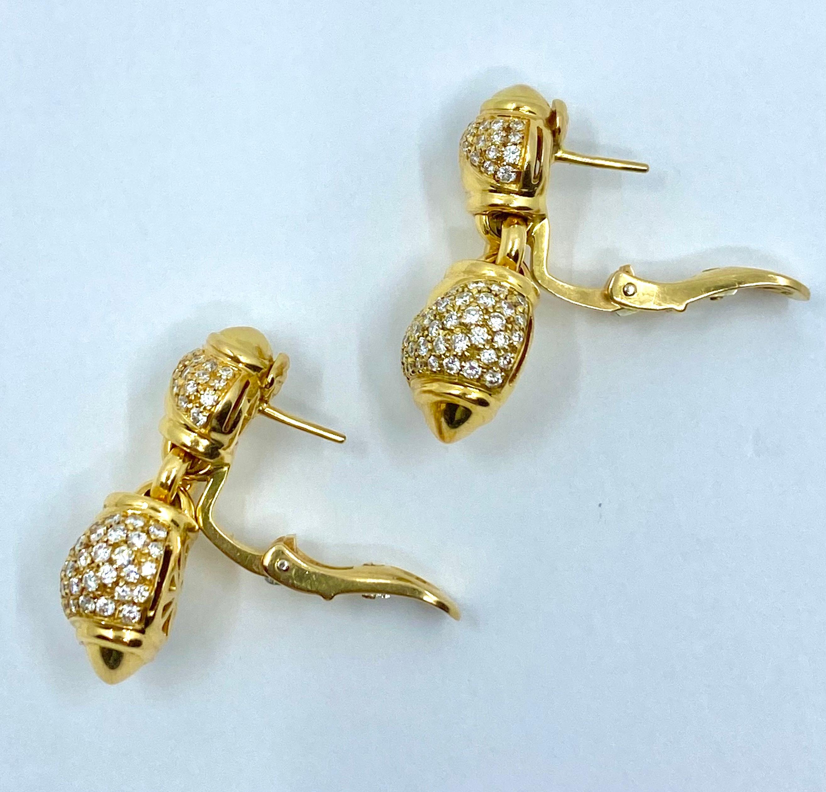 Round Cut Bulgari Diamond Earrings Gold Chandra