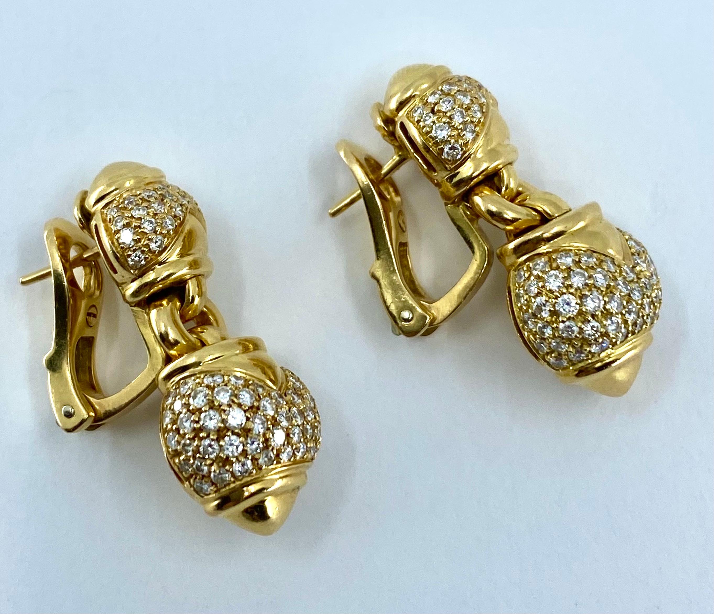 Bulgari Diamond Earrings Gold Chandra In Excellent Condition In Beverly Hills, CA