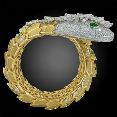 Bulgari Diamond and Emerald Serpenti Gold Bracelet