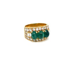 Bulgari Diamond Emerald Trombino Gold ring, CA. 1970s