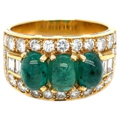 Bulgari Trombino-Goldring mit Diamanten und Smaragden, CA. 1970er Jahre