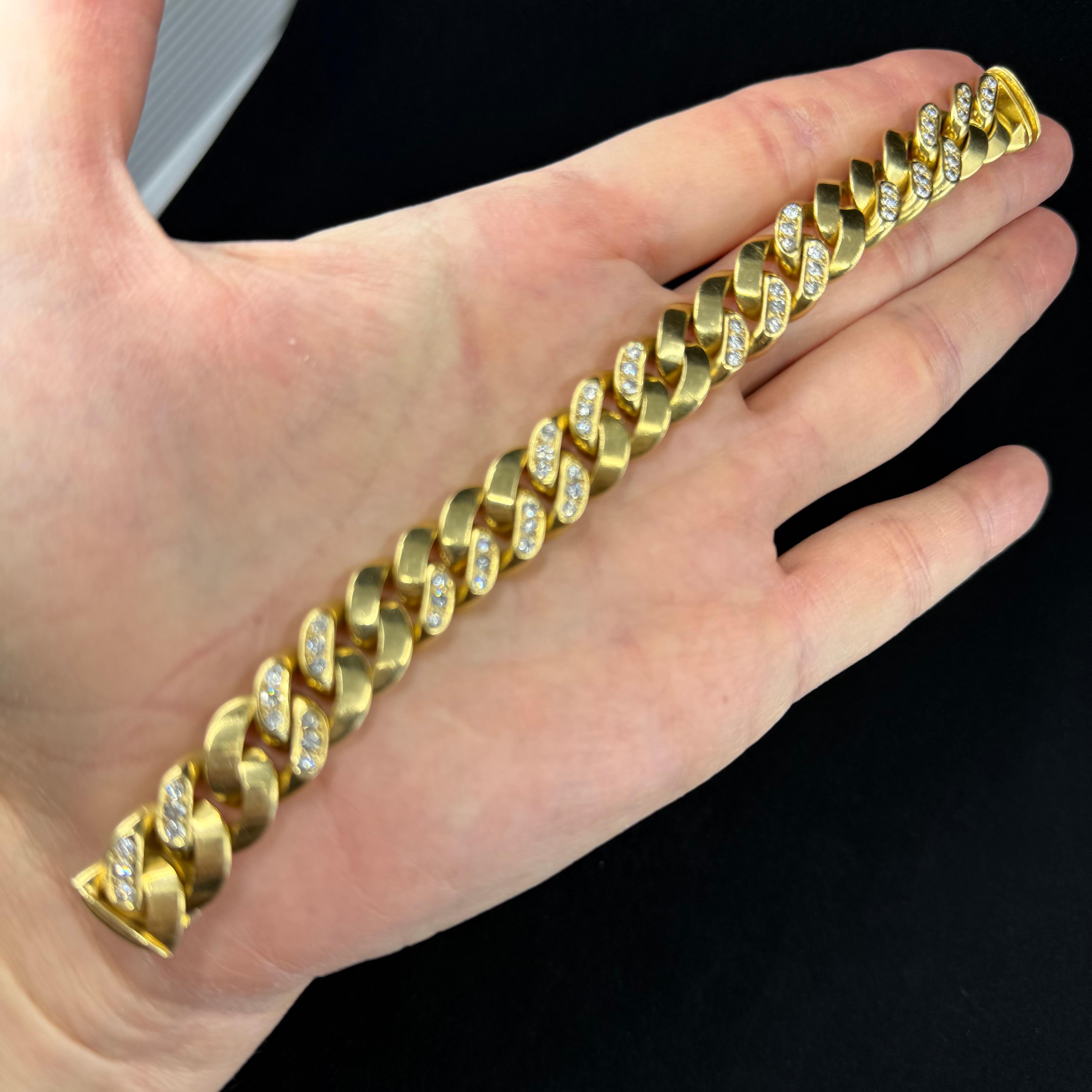 Women's or Men's Bulgari Diamond Gold Chain bracelet 1970's