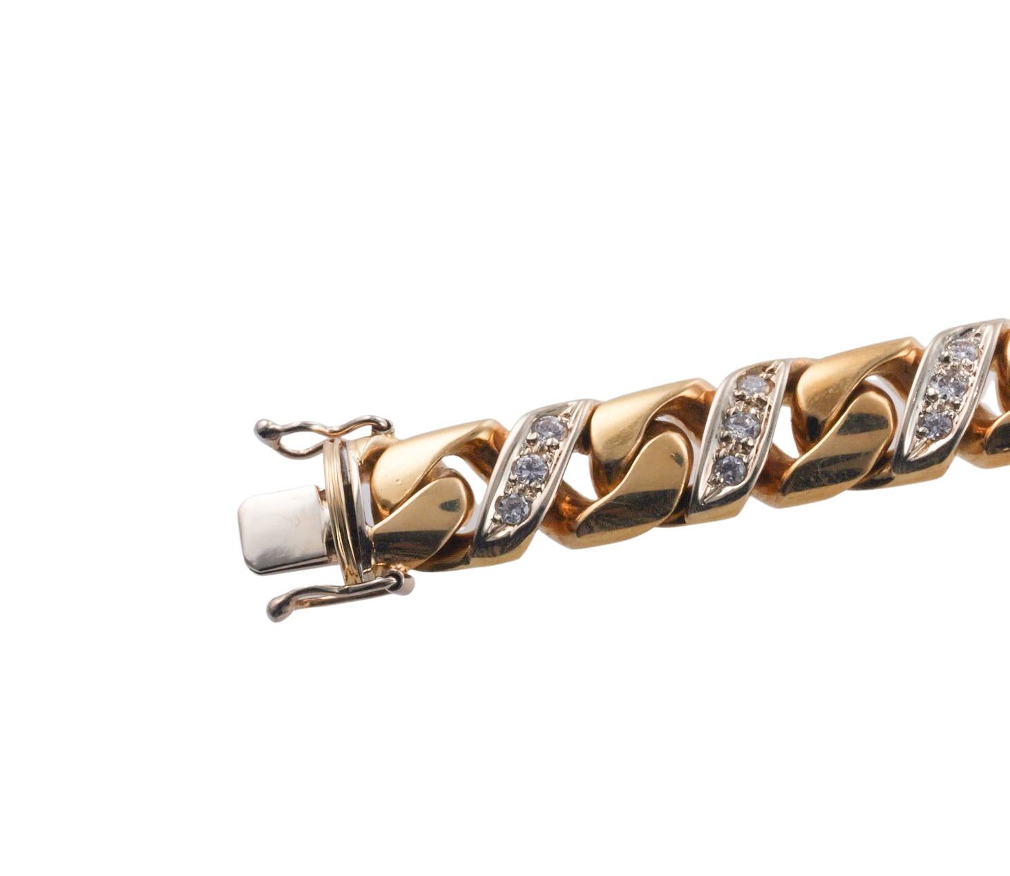 Women's or Men's Bulgari Diamond Gold Curb Link Bracelet