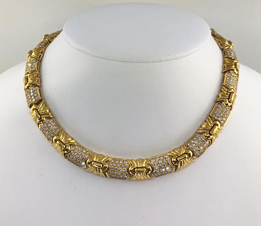 Bulgari Diamond Gold Necklace In Excellent Condition In New York, NY