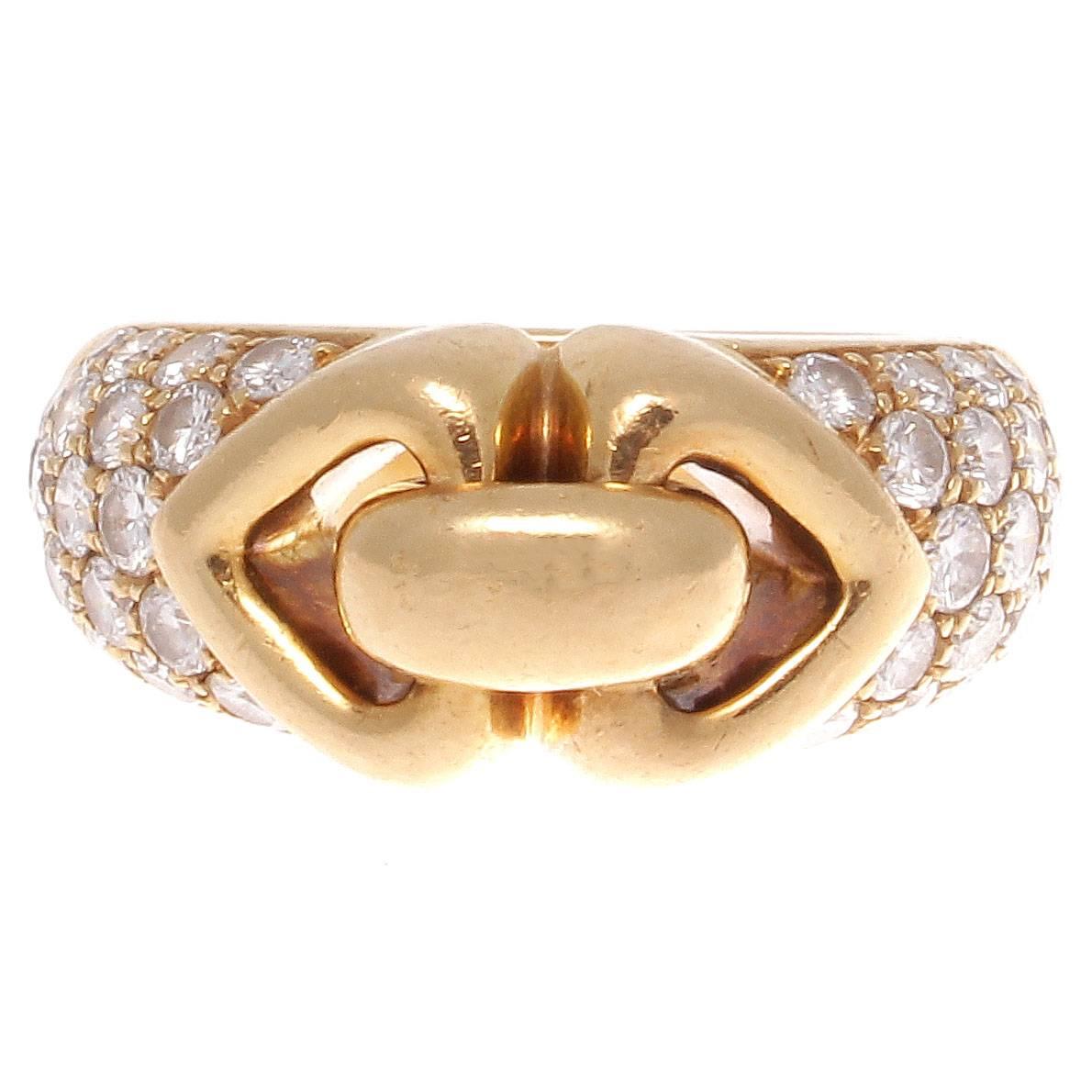 The Bulgari brand stays relevant in the jewelry world with undeniable style and is always in fashion. Featuring 40 diamonds that are D-E color, VVS clarity weighing approximately 1.50 carats. Crafted in 18k yellow gold. Signed Bulgari.

Ring size 6