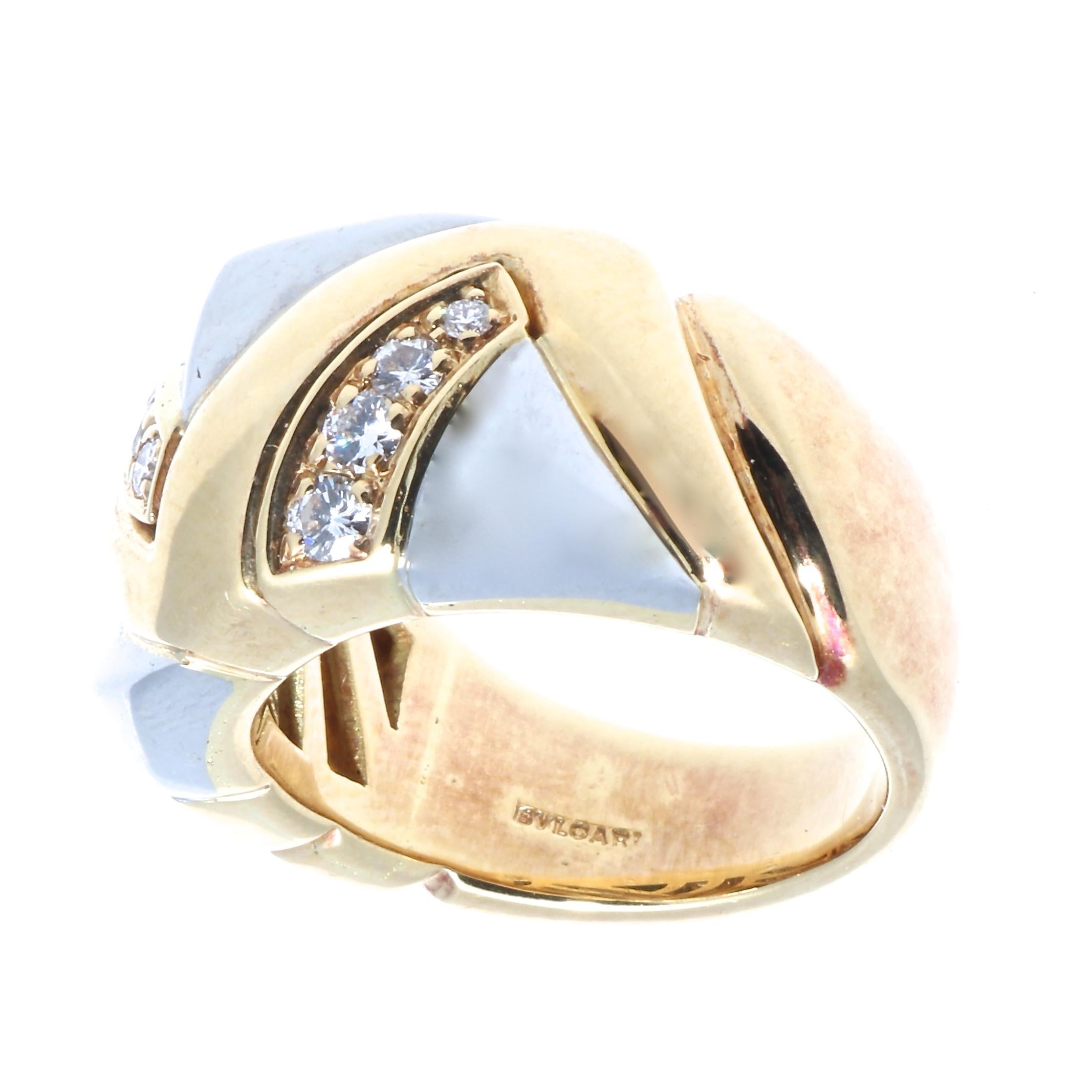 Modern Bulgari Diamond Gold Ring
