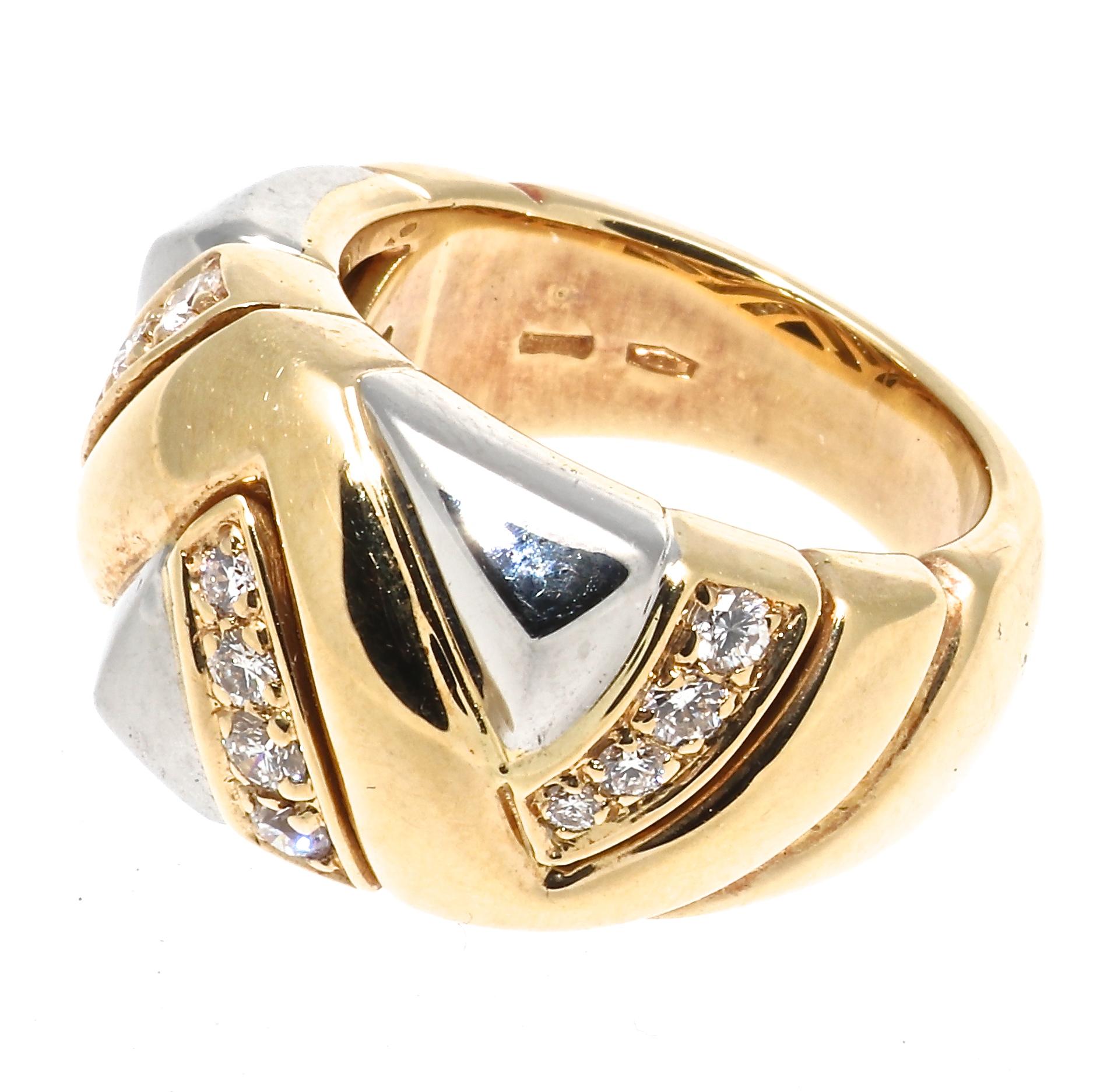 Bulgari Diamond Gold Ring In Excellent Condition In Beverly Hills, CA