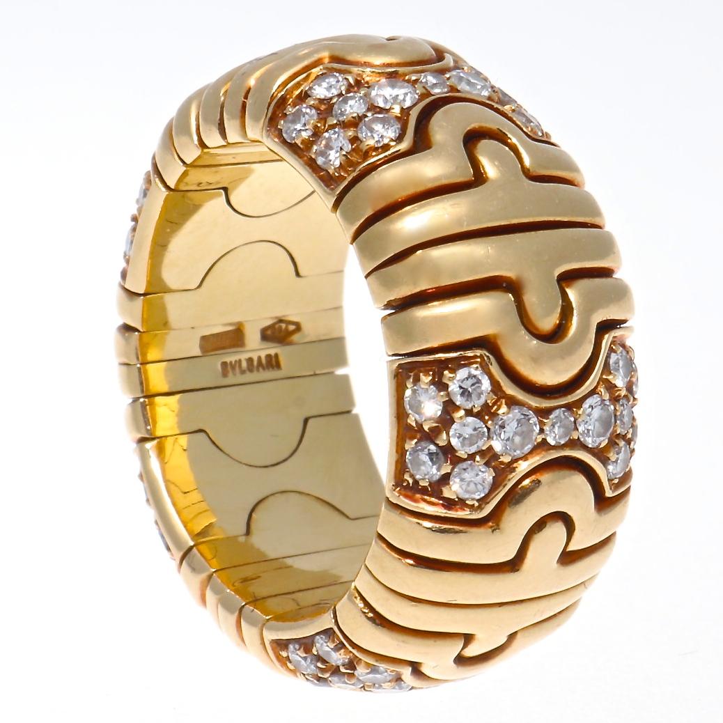 Round Cut Bulgari Diamond Gold Ring