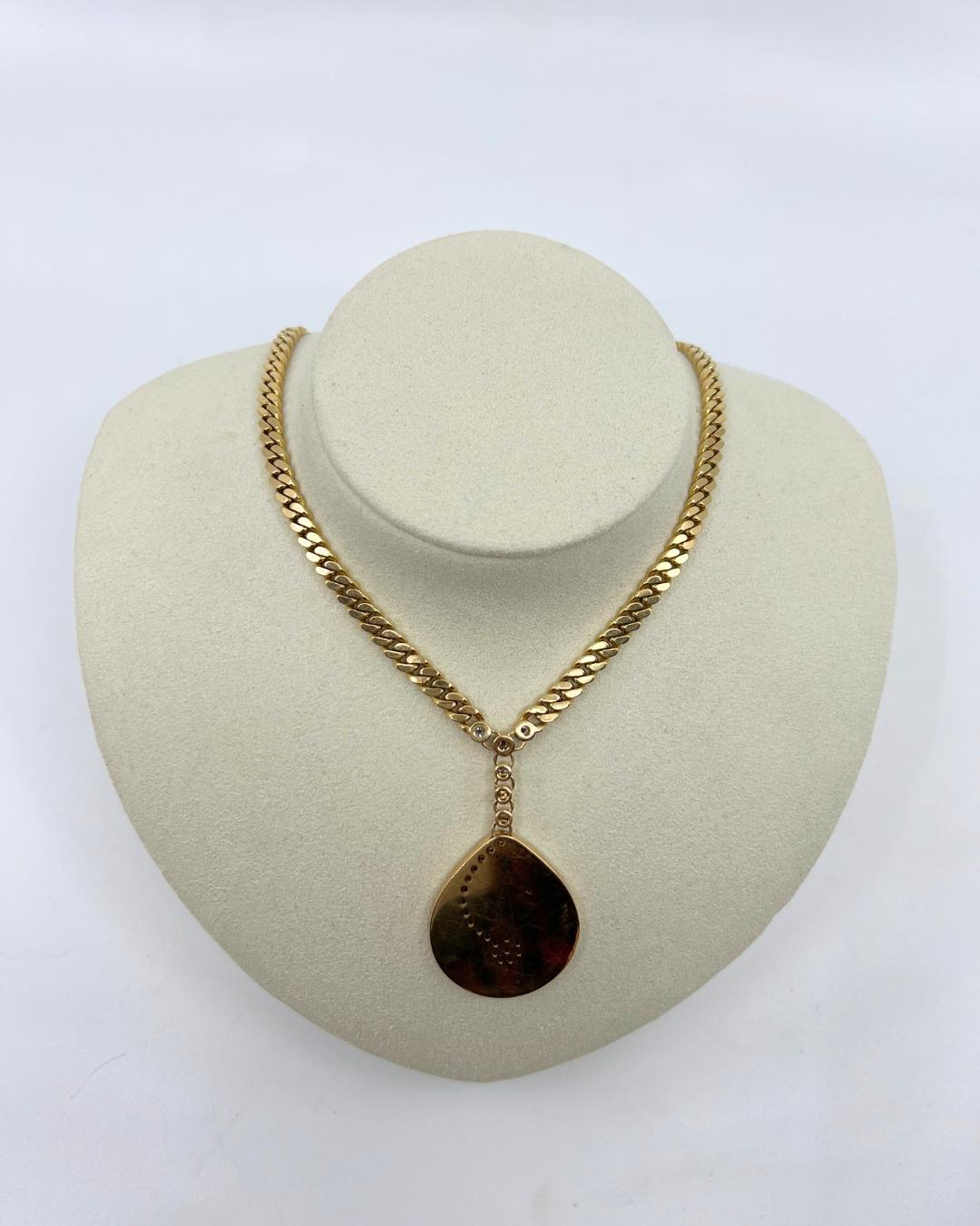 Women's or Men's Bulgari Diamond, Hardstone Inlay, and 18K Gold Pendant Necklace, 1972-1974 For Sale