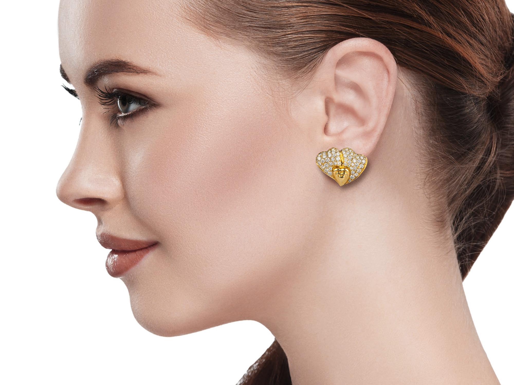 Bulgari Diamond Heart 18k Earrings For Sale 1