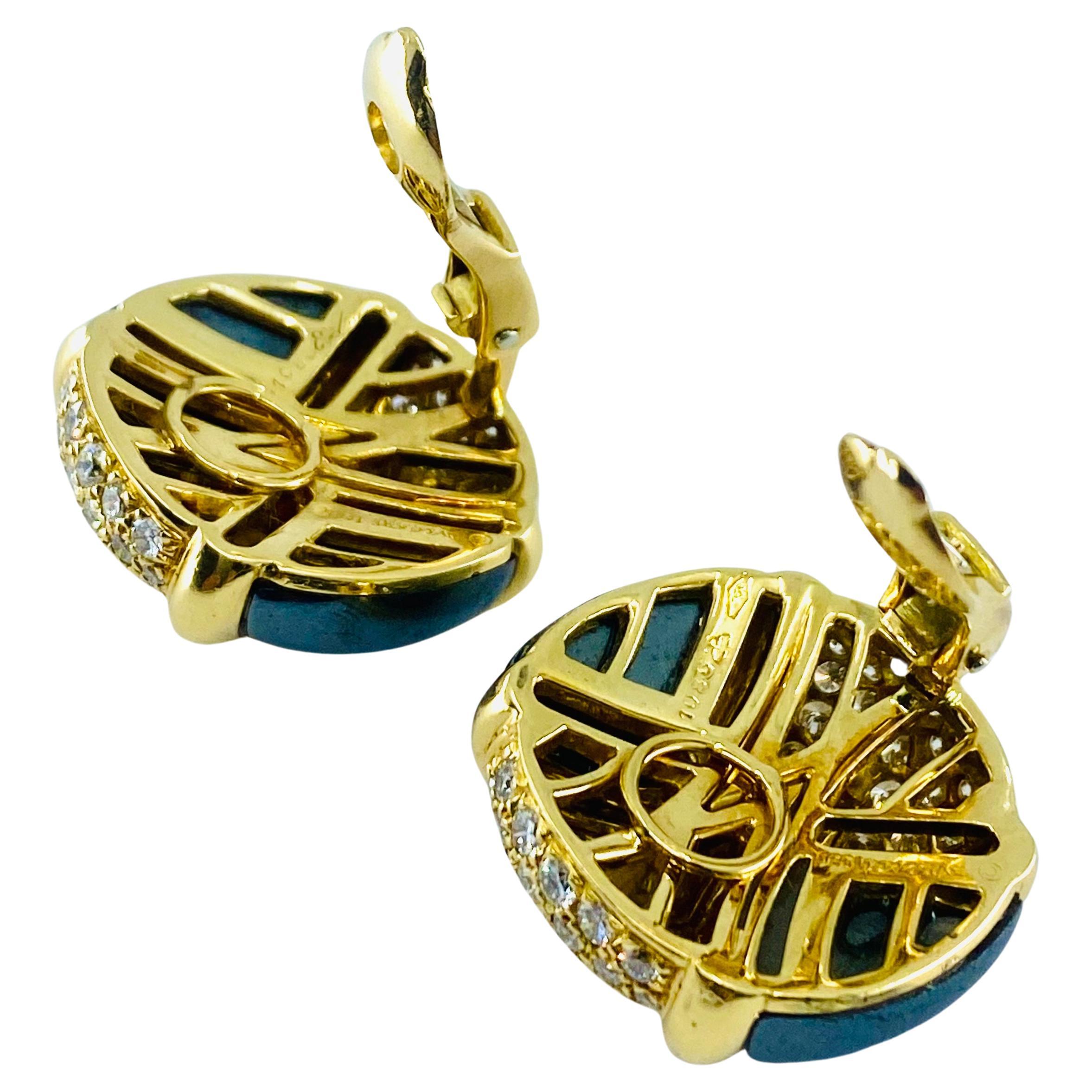 Bulgari Diamond Hematite 18K Gold Earrings  For Sale 3