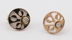 Bulgari Diamond MOP 18K Rose Gold Intarsio Earrings