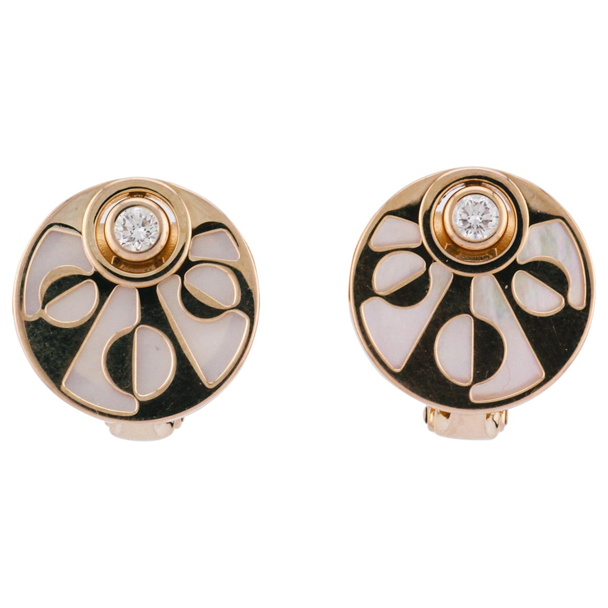 Bulgari Orecchini Intarsio con diamante MOP in oro rosa 18 carati