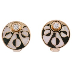 Pendientes Intarsio Bulgari MOP Diamante Oro Rosa 18K