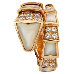Bulgari Diamond & Mother of Pearl Serpenti Ring, 18K Yellow Gold