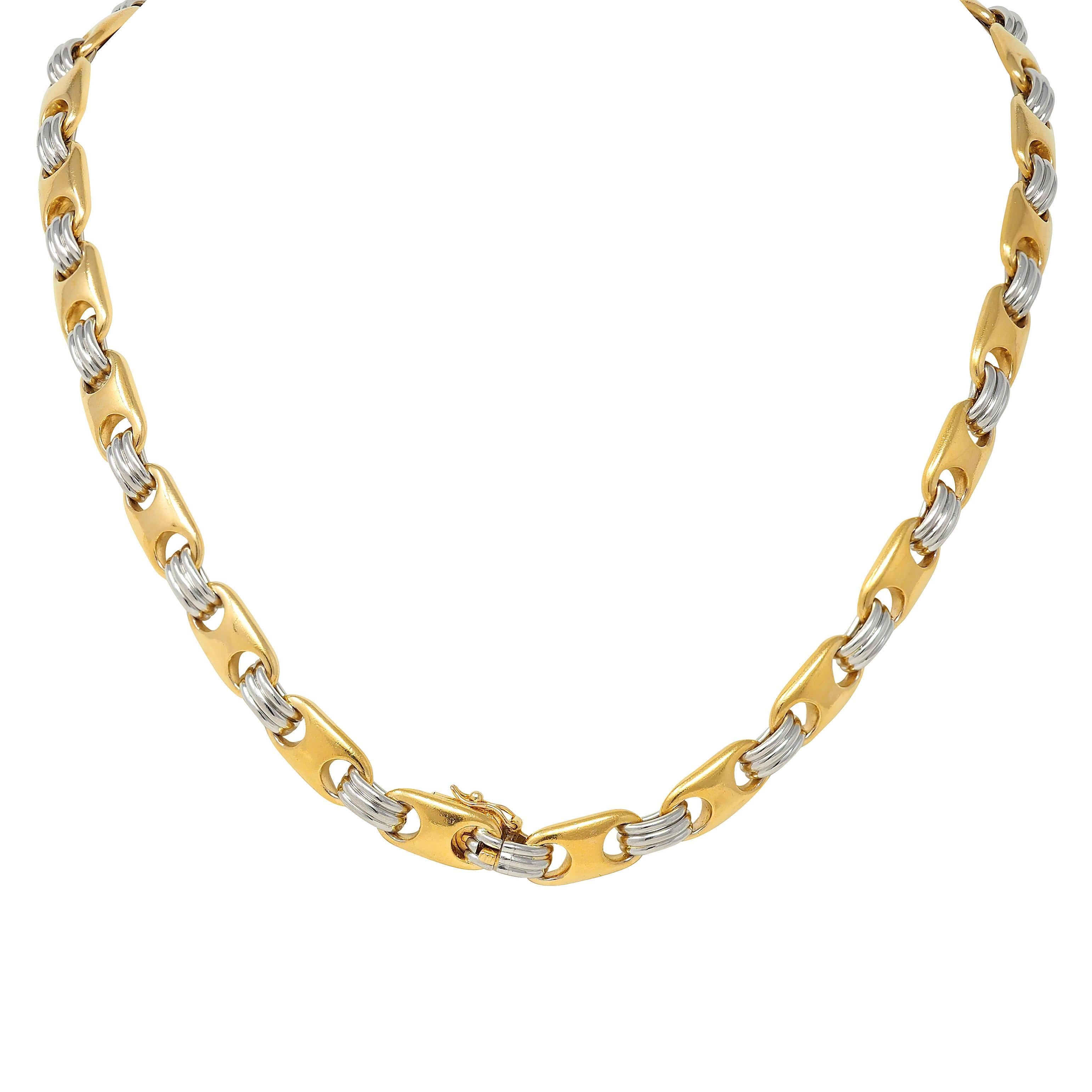 Bulgari Halskette mit Mariner-Gliederkette, Diamant Multi-Glieder Rubin 18K Gold Platin für Damen oder Herren im Angebot