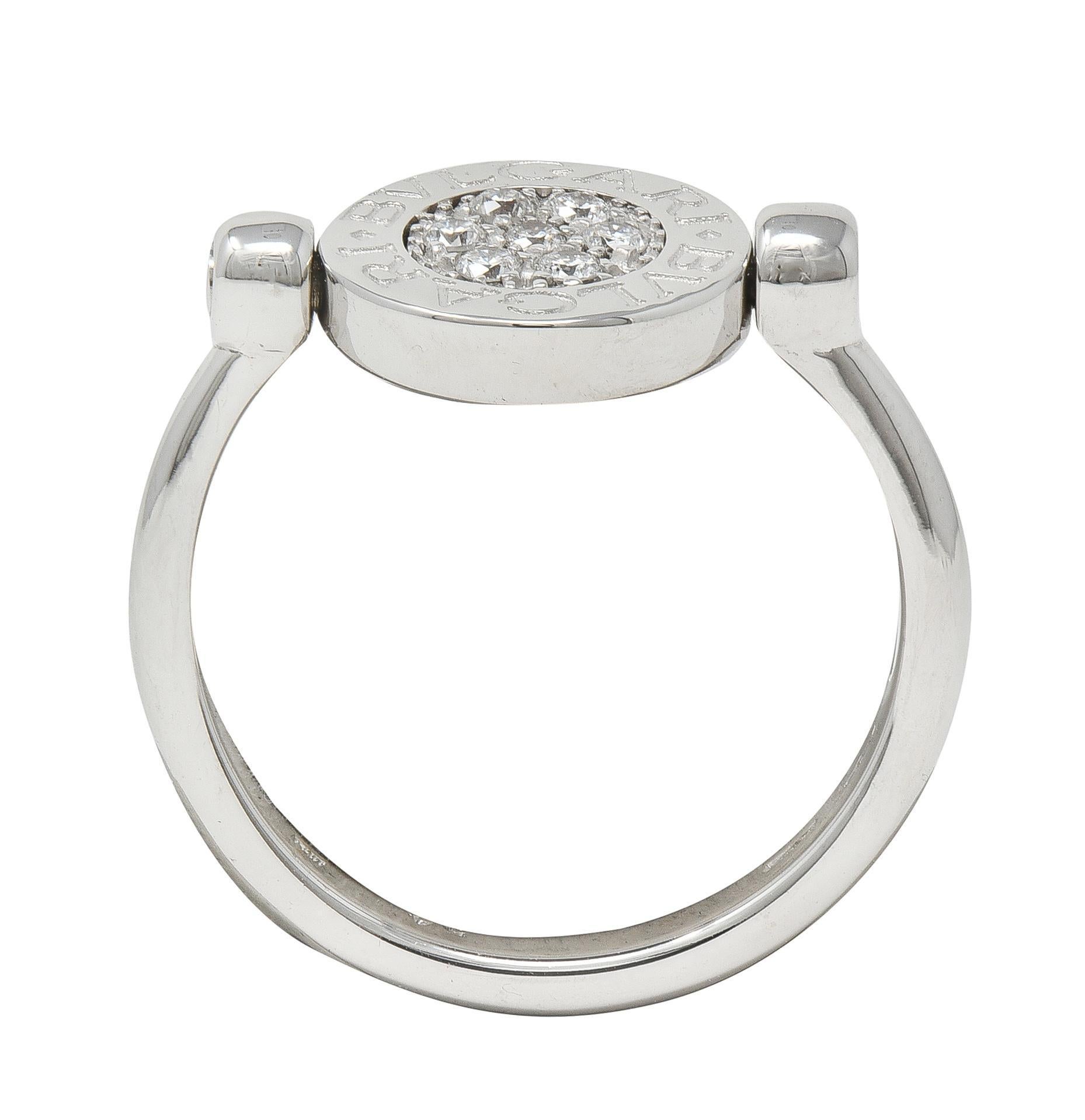 Bulgari Anello con diamante e onice in oro bianco 18 carati con firma a ribalta in vendita 4