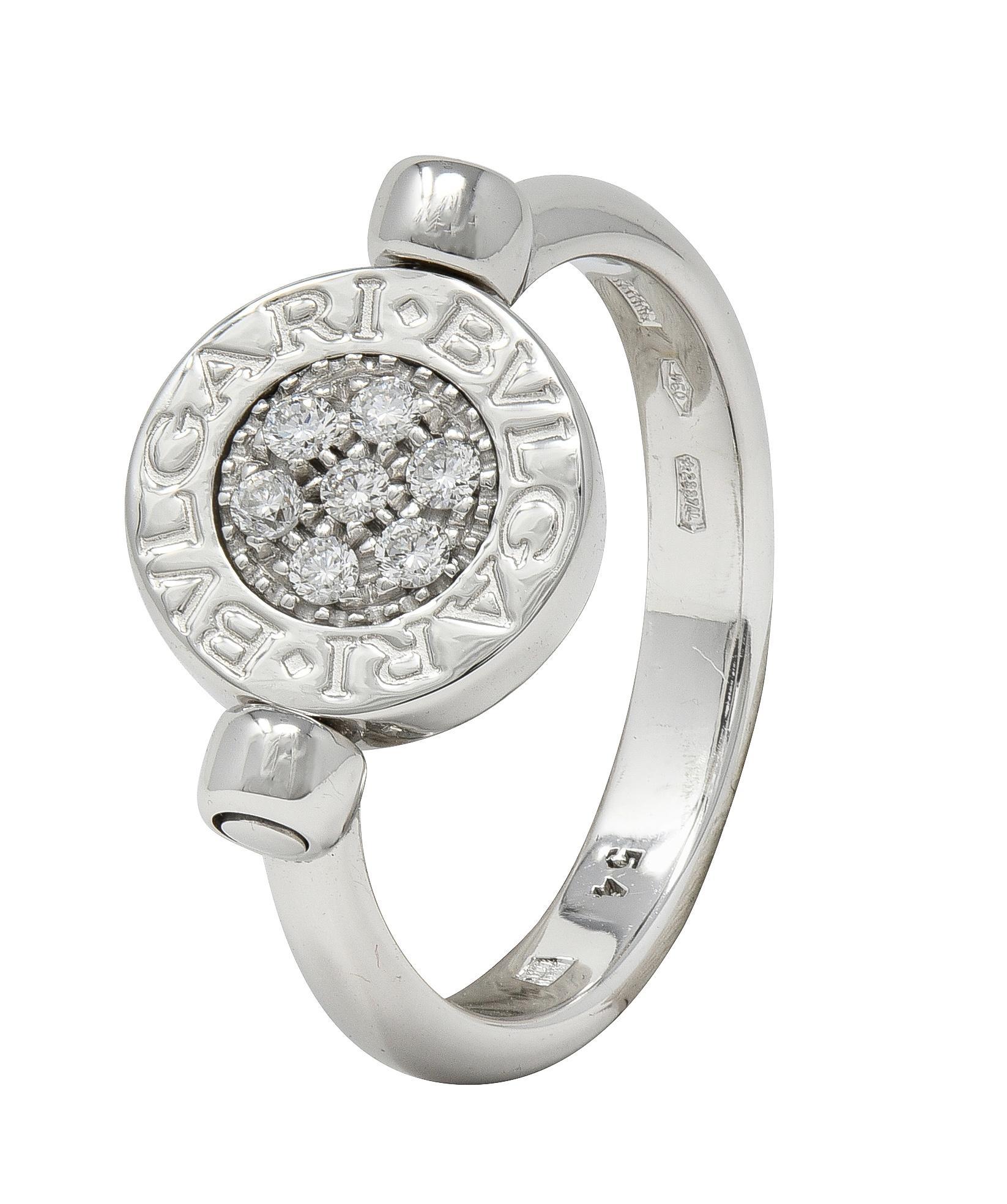 Bulgari Anello con diamante e onice in oro bianco 18 carati con firma a ribalta in vendita 6