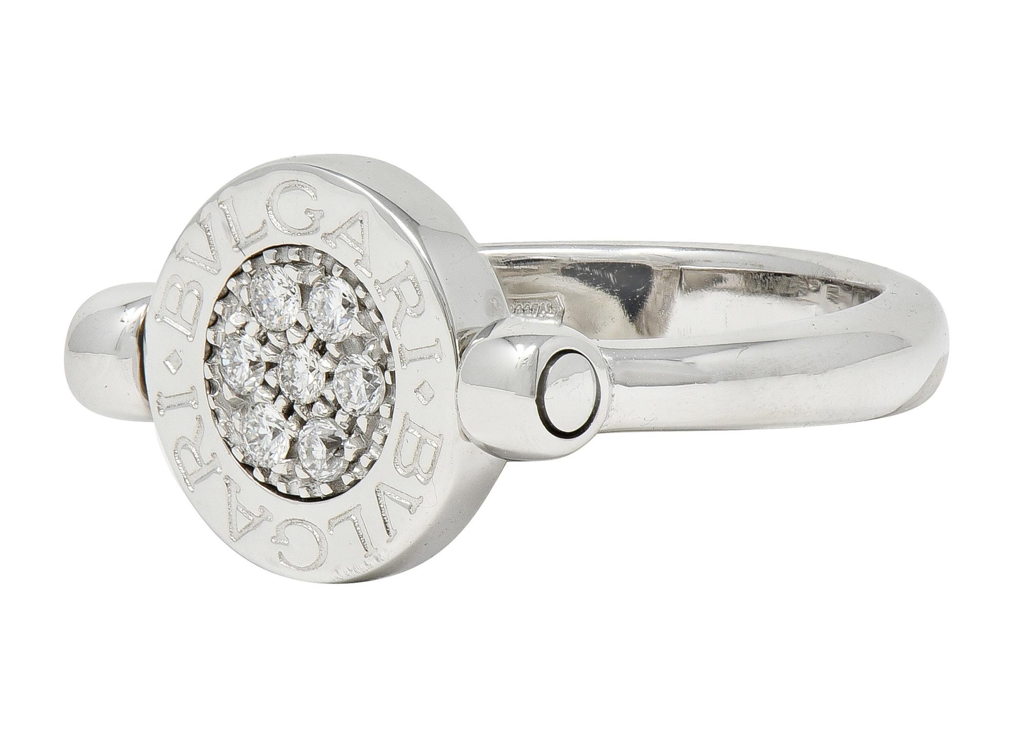 Donna Bulgari Anello con diamante e onice in oro bianco 18 carati con firma a ribalta in vendita