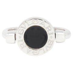 Bulgari Diamond Onyx 18 Karat White Gold Flip Signet Ring