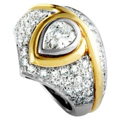 Bulgari Diamond Pavé Platinum and Yellow Gold Band Ring Bulgari Diamond Pavé Platinum and Yellow Gold Band Ring