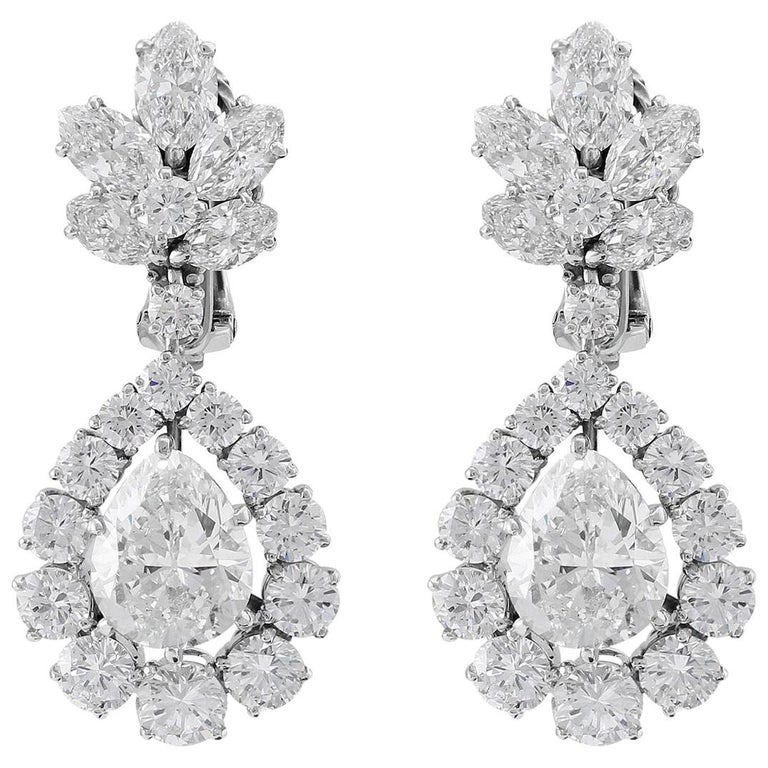 Bulgari Diamond Pear Drop Platinum Earrings For Sale at 1stDibs ...