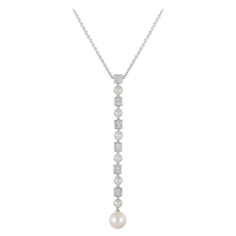 Bulgari Diamond and Pearl Lucea Pendant Necklace