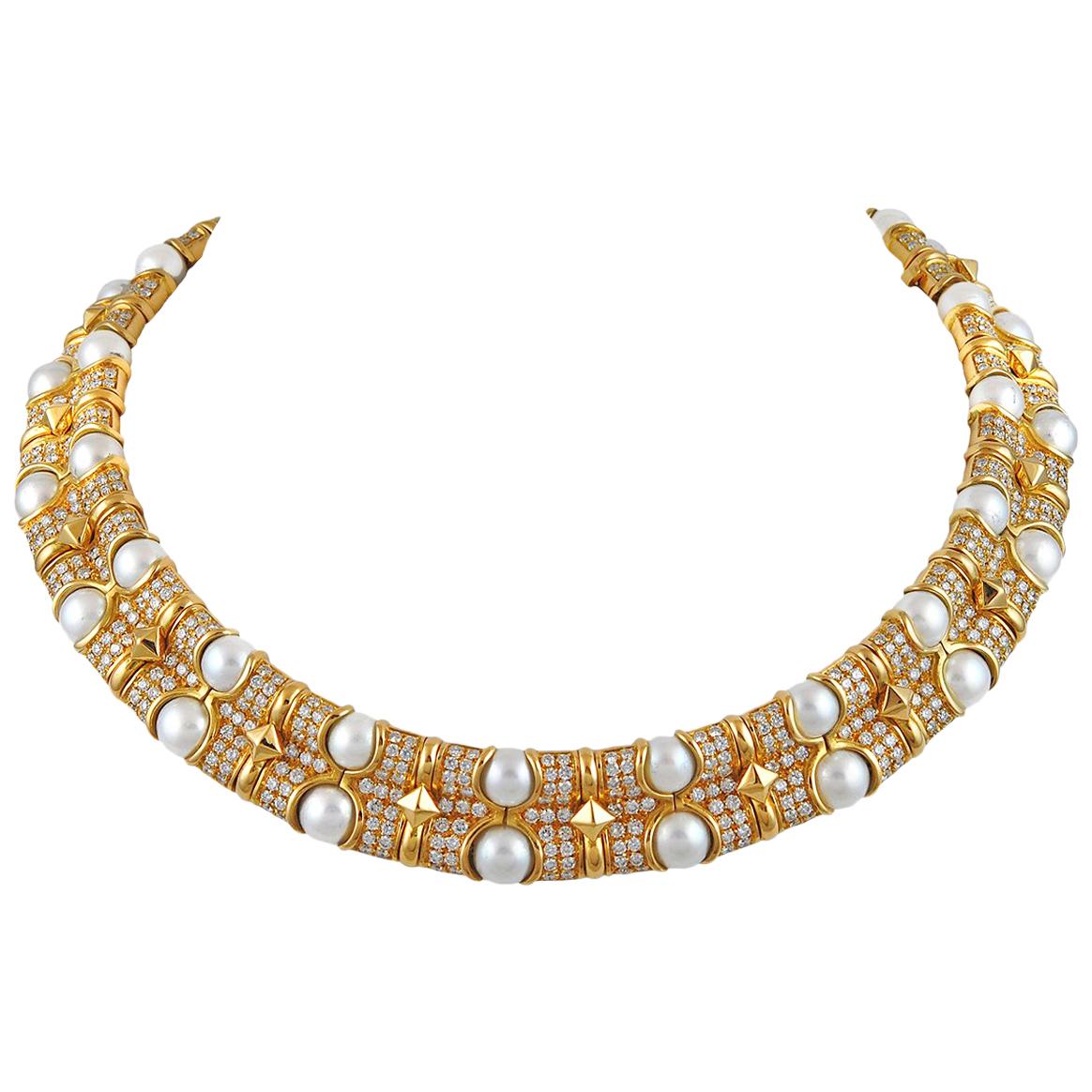 Bulgari Diamond Pearl Necklace