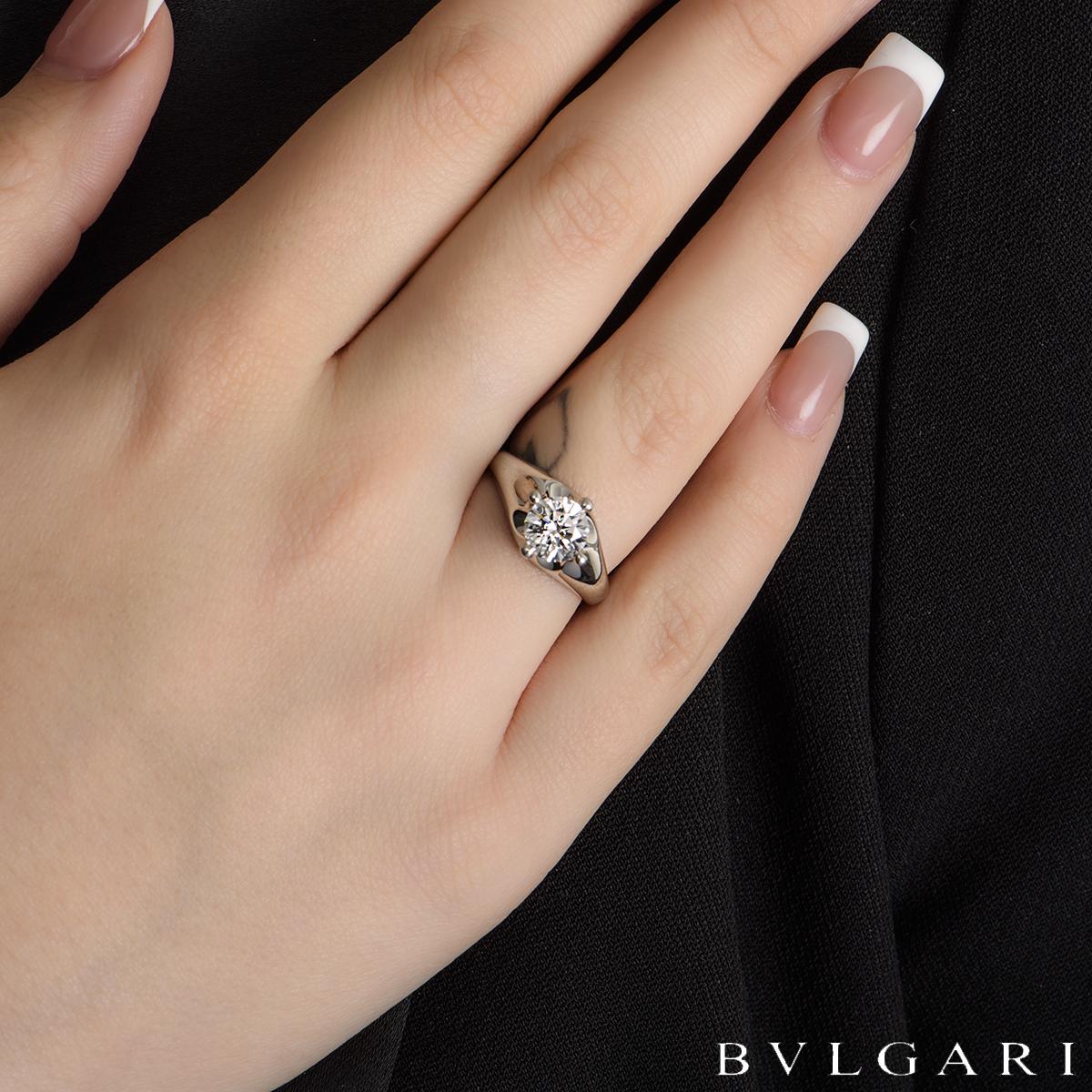 Round Cut Bulgari Diamond Platinum Engagement Ring 1.11 Carat F/VVS1 GIA Certified For Sale