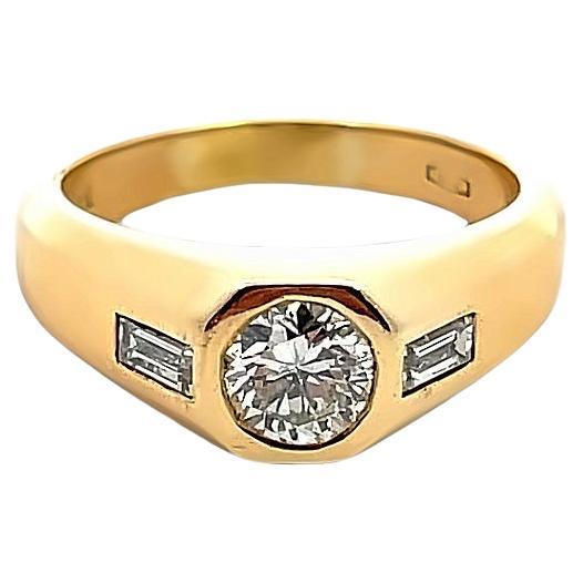 Bulgari Diamantring aus 18 Karat Gelbgold mit Diamant 1970er Jahre im Angebot