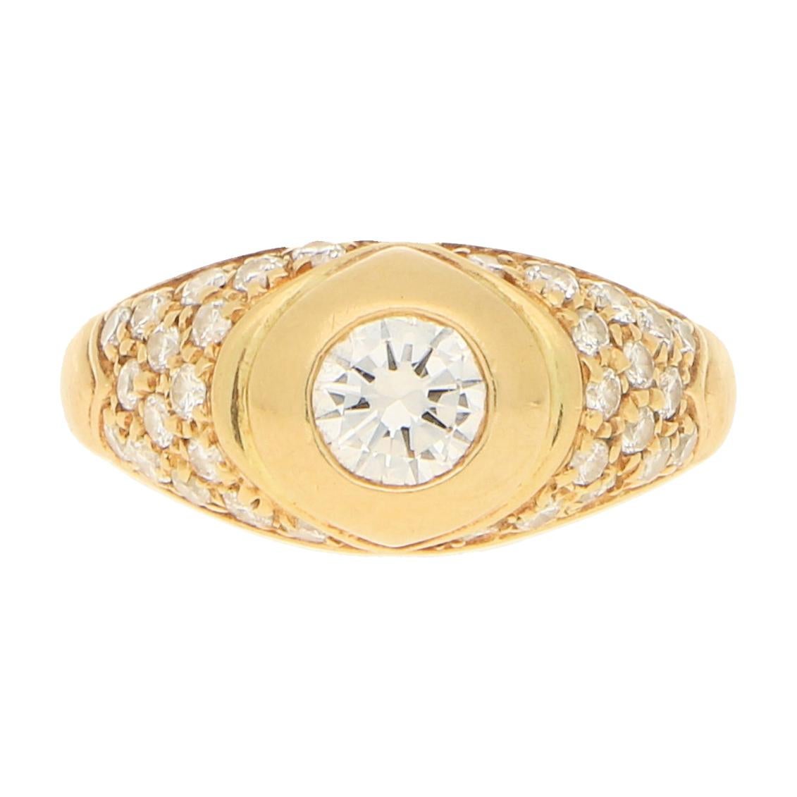 Bvlgari Diamond Engagement/Cocktail Ring in 18k Yellow Gold at 1stDibs