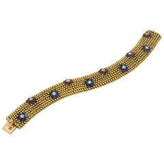 Bulgari Diamond Ruby Sapphire Yellow Gold Bracelet