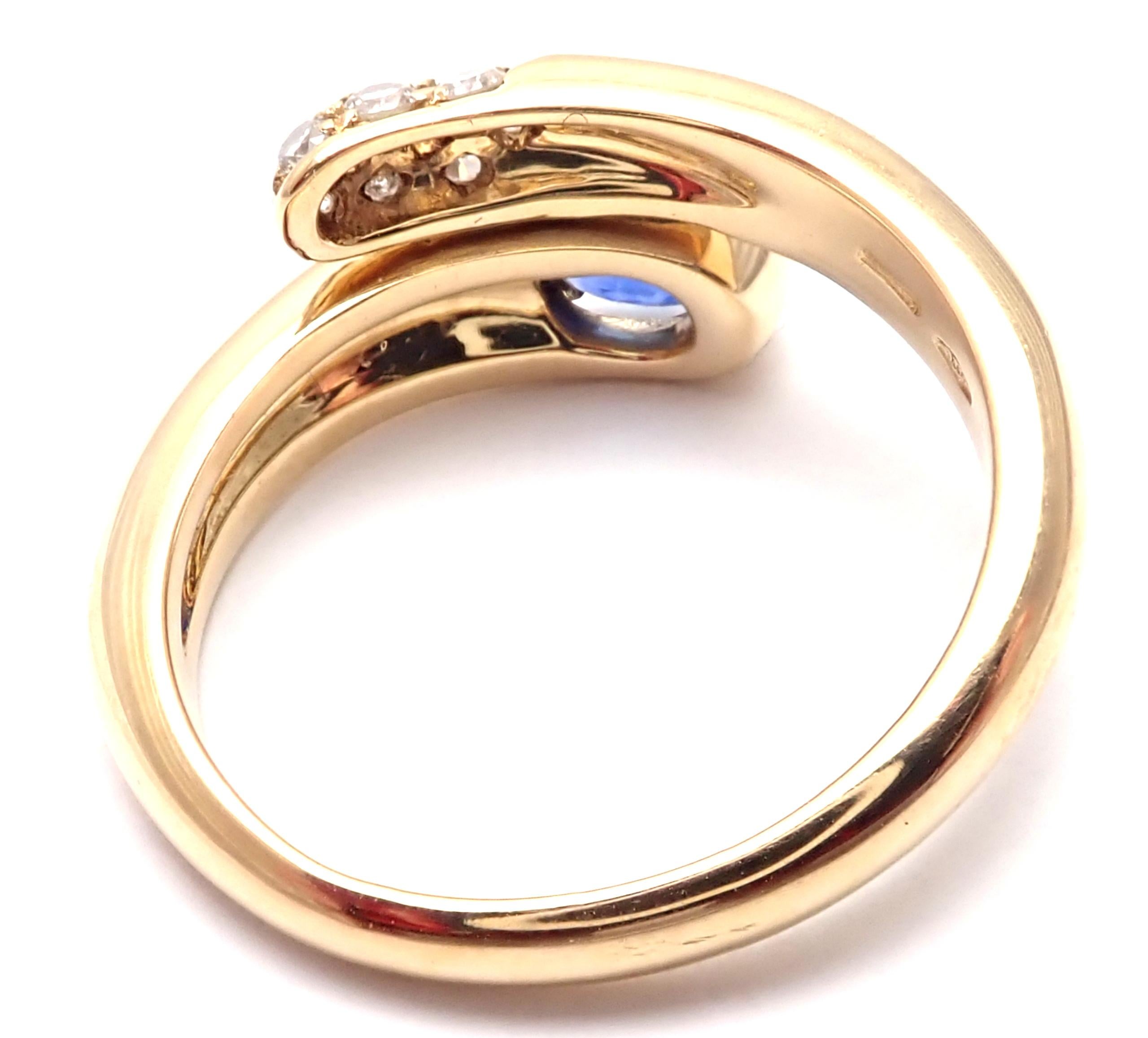 Bulgari Diamond Sapphire Yellow Gold Band Ring In Excellent Condition In Holland, PA