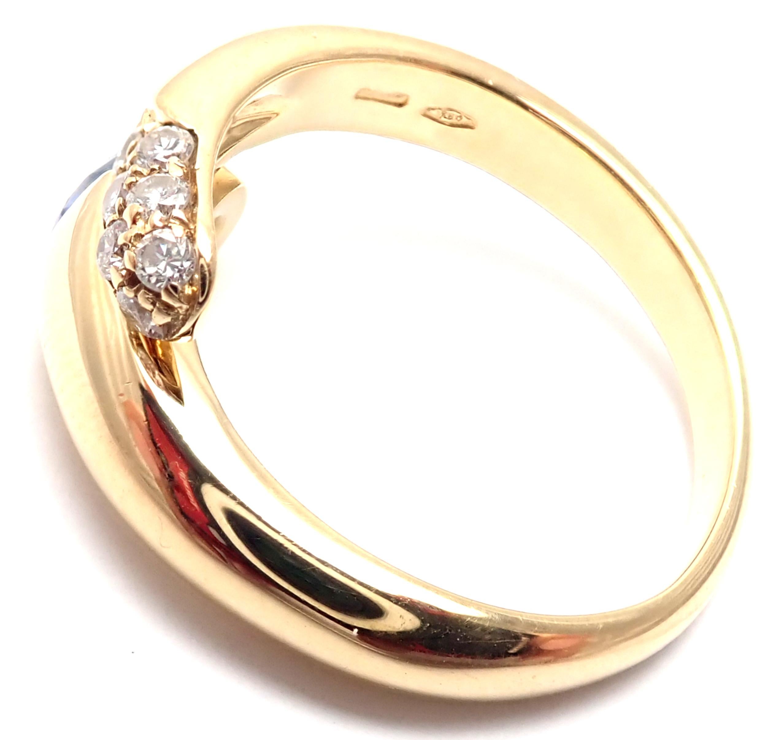 Women's or Men's Bulgari Diamond Sapphire Yellow Gold Band Ring