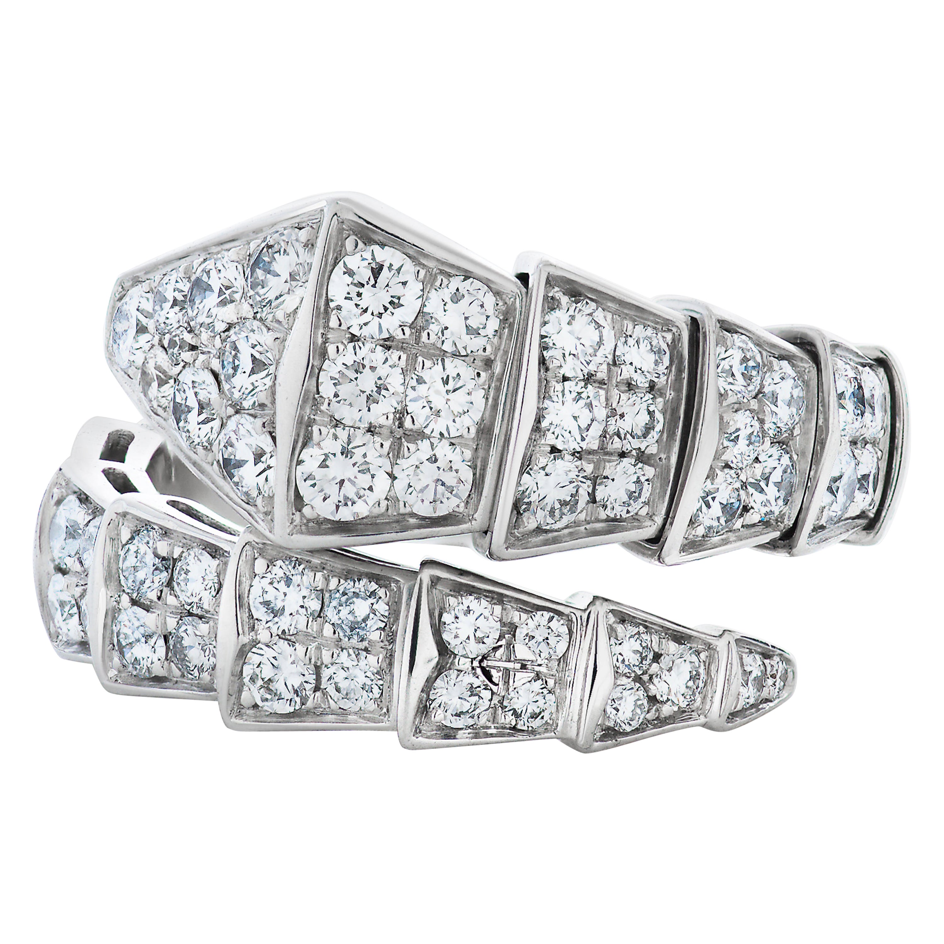 Anello Serpenti Bulgari con diamante a una spira e serpente in oro bianco 18 carati