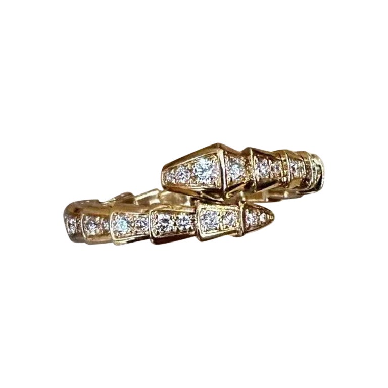 Bulgari Diamond Serpenti Viper Ring Size XXL in 18k Yellow Gold