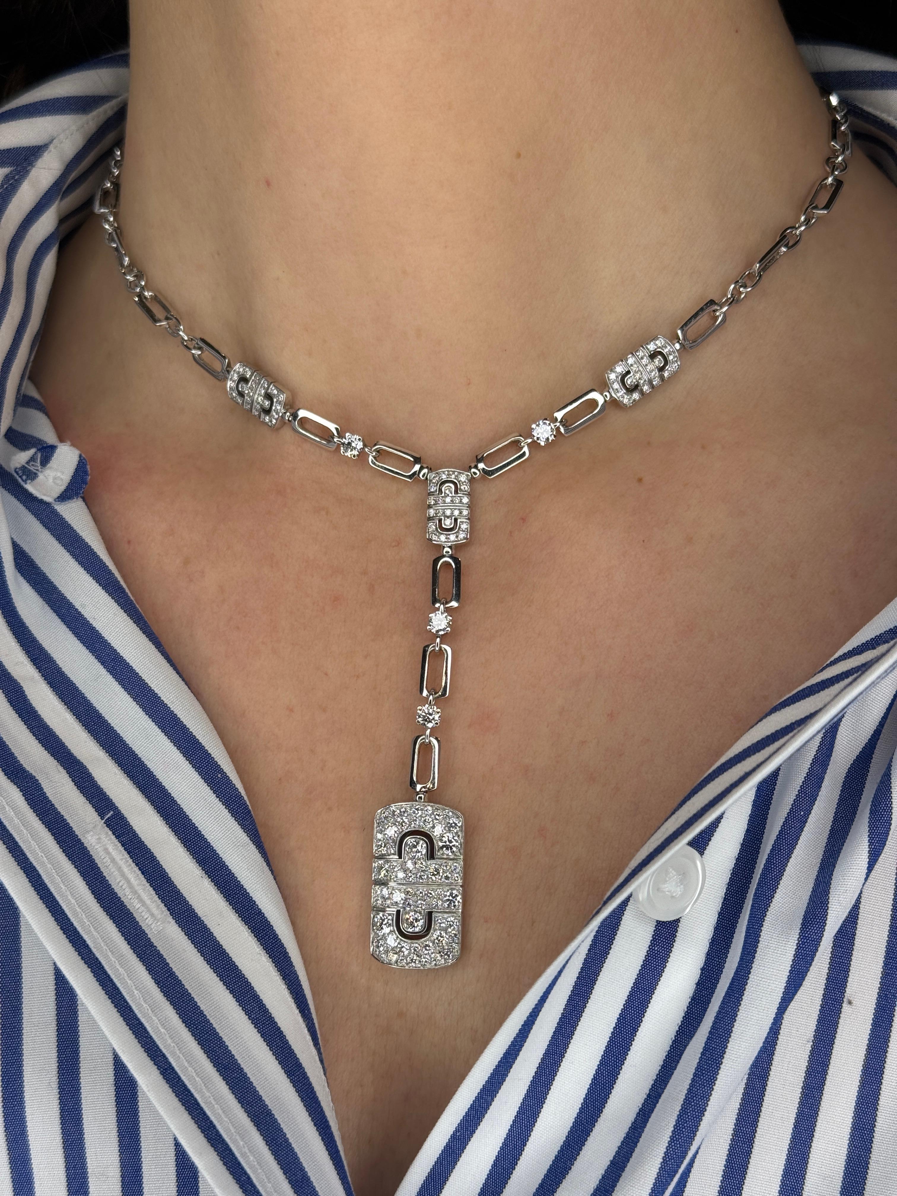 Brilliant Cut Bulgari Diamond-set 'Parentesi' Necklace and Pendant Earclips Demi Parure For Sale