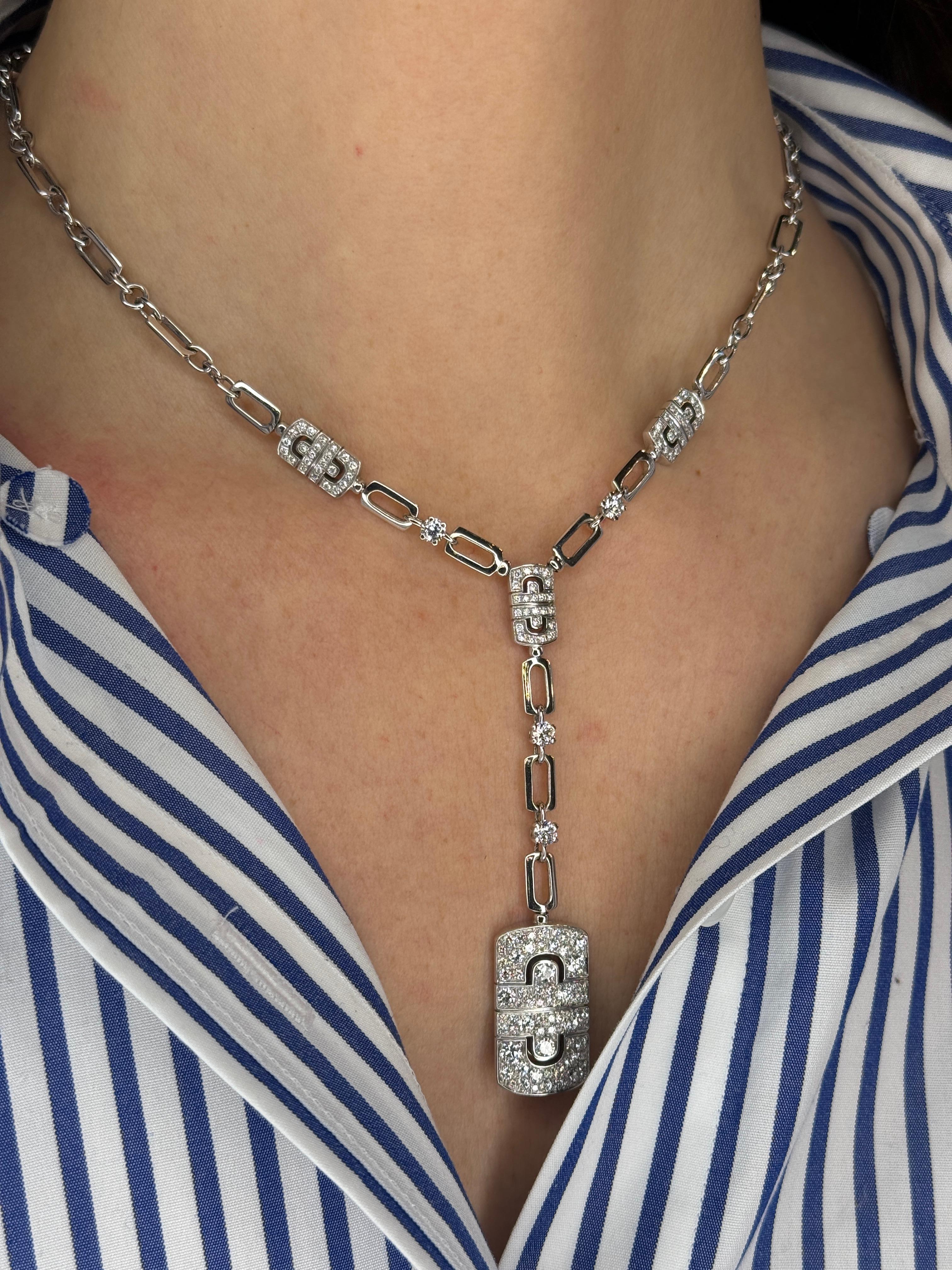 Bulgari Diamond-set 'Parentesi' Necklace and Pendant Earclips Demi Parure For Sale 1