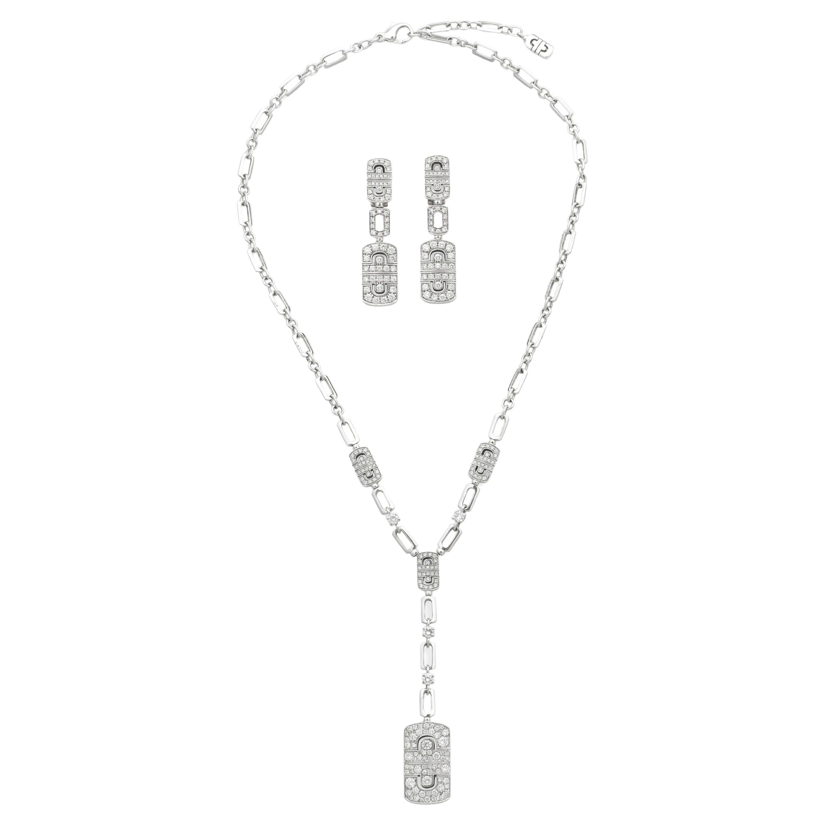 Bulgari Diamond-set 'Parentesi' Necklace and Pendant Earclips Demi Parure