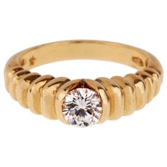 Bulgari Diamond Solitaire Gold Vintage Ring