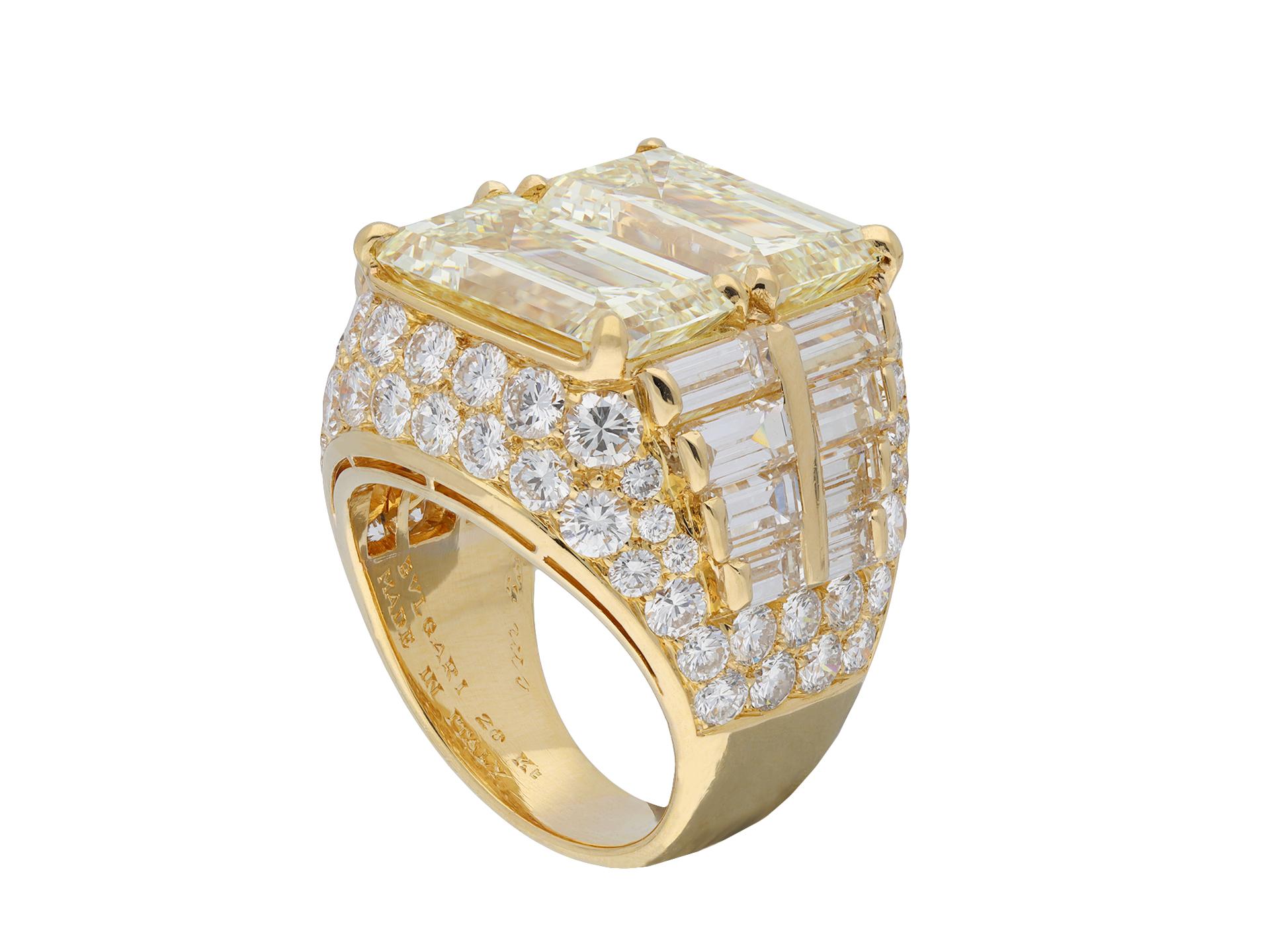 Bulgari Bulgari Diamant-Ring 'Trombino', italienisch, um 1970 (Smaragdschliff)