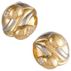 Bulgari Diamond Yellow and White Gold Huggie Earrings Bulgari Diamond Yellow and White Gold Huggie Earrings