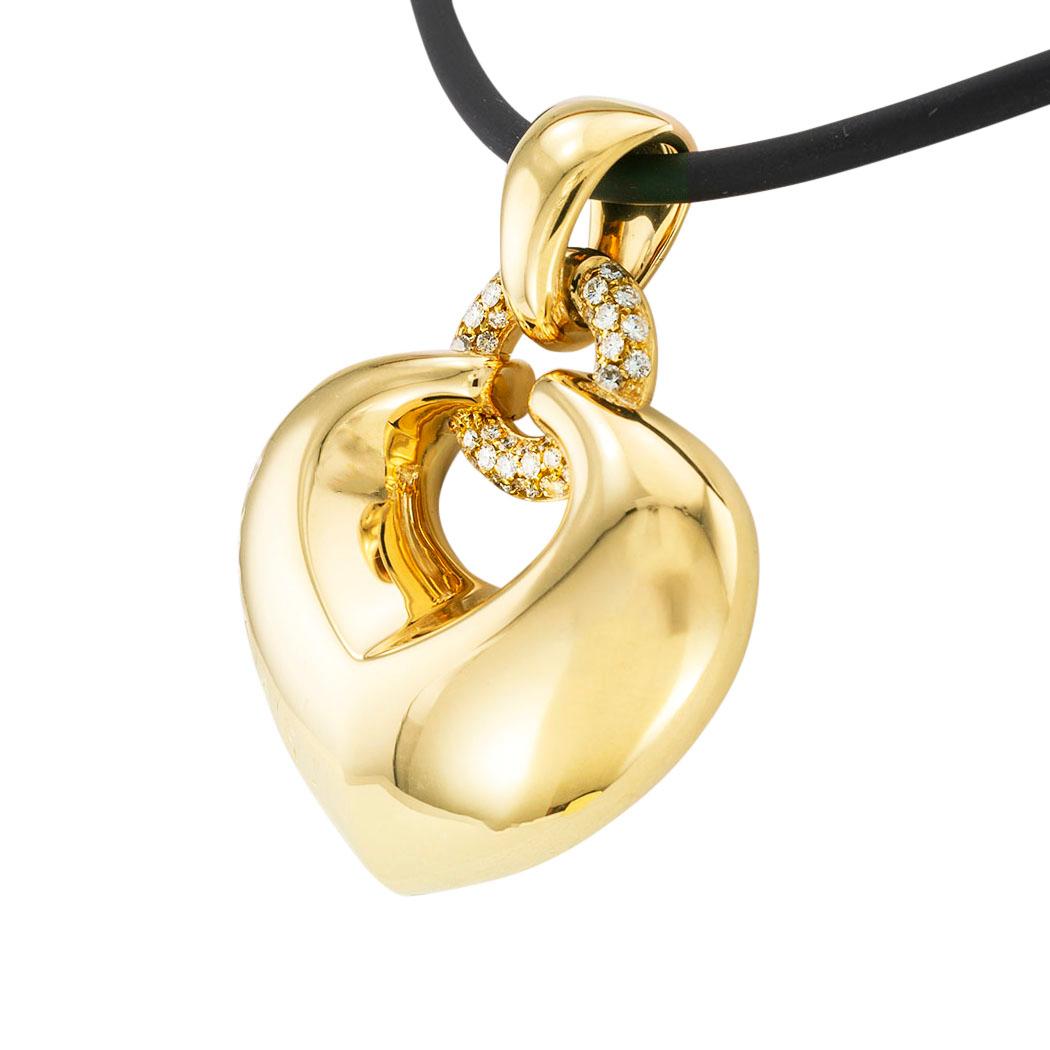 Bulgari diamond and yellow gold heart pendant circa 2000.  Love it because it caught your eye, and we are here to connect you with beautiful and affordable jewelry.  It is time to claim a special reward for Yourself!  Simple and concise information