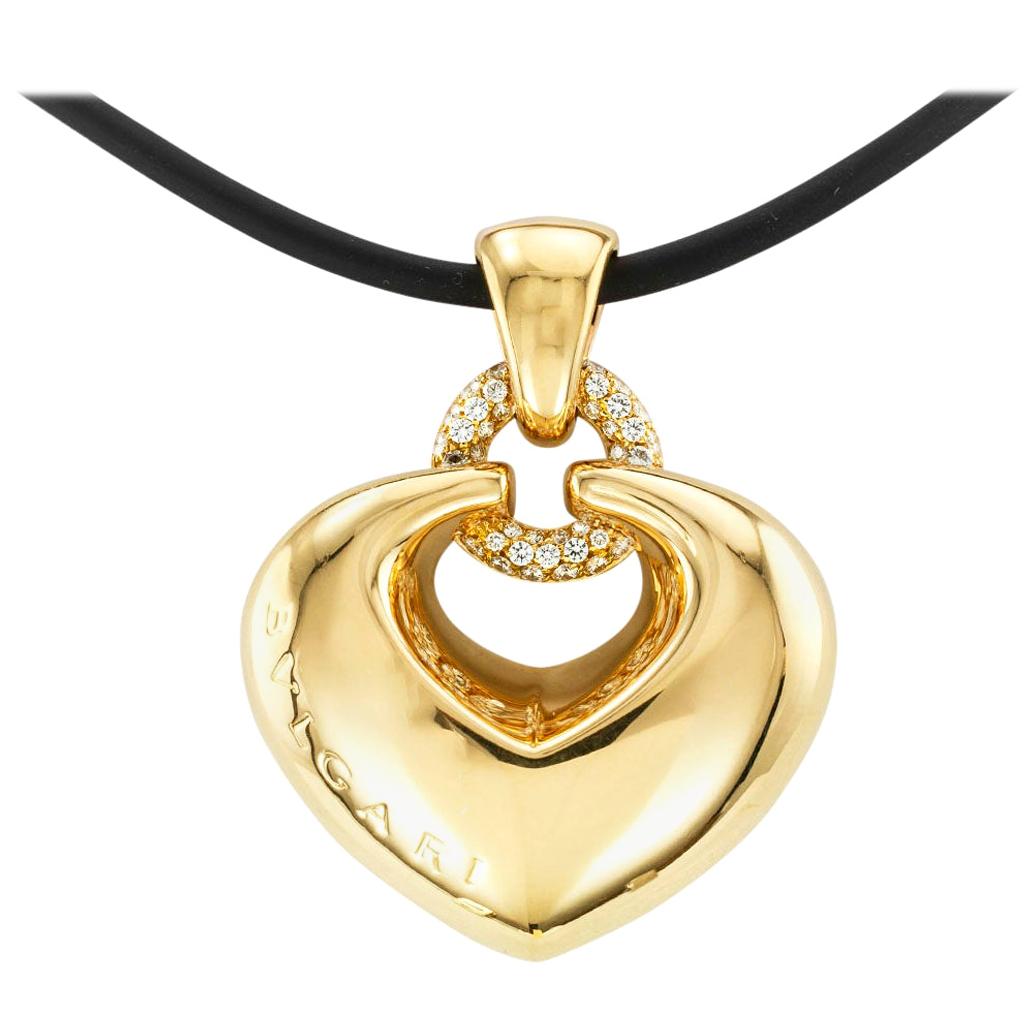 Bulgari Diamond Yellow Gold Heart Pendant