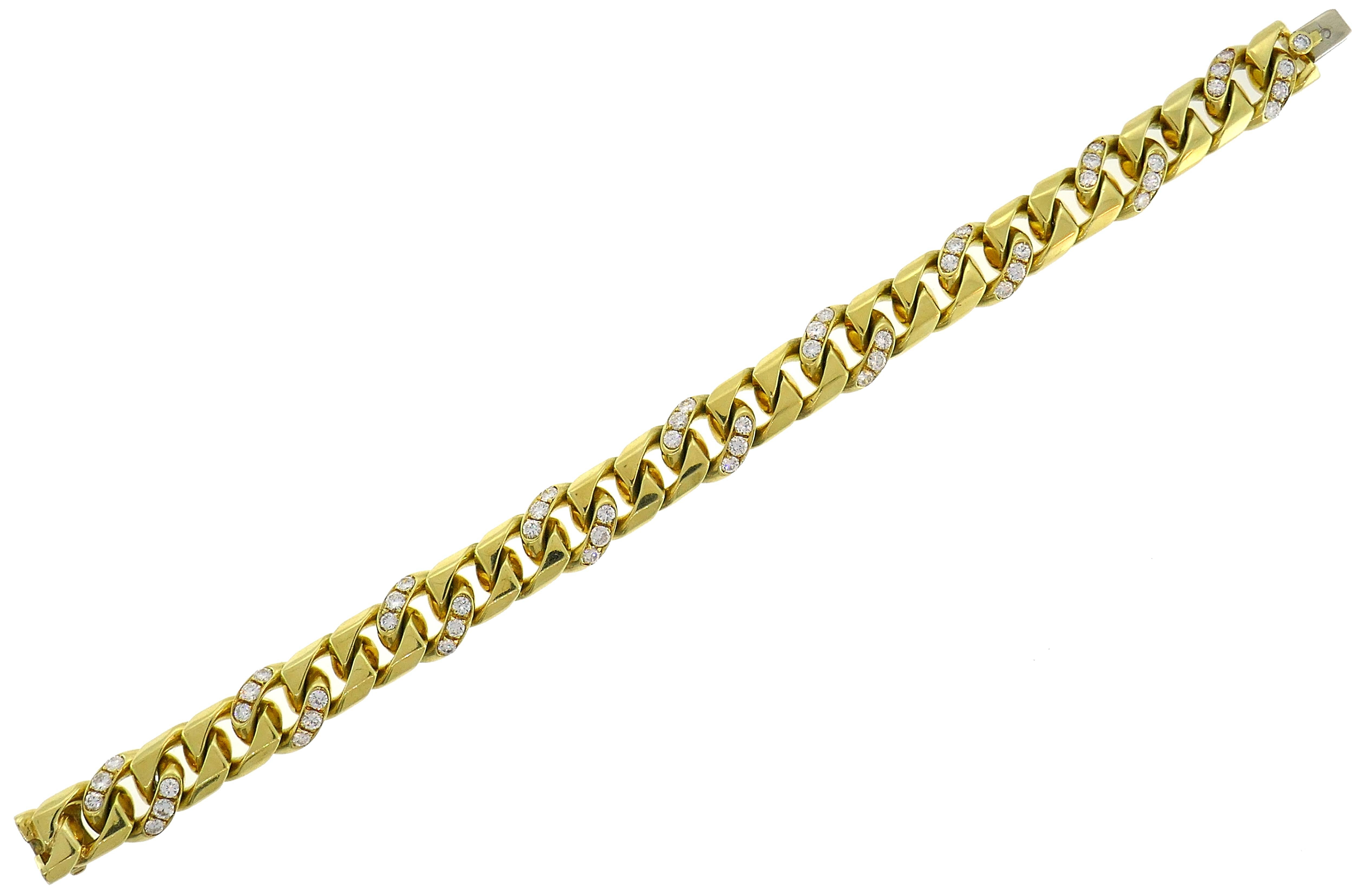 Bulgari Diamond Yellow Gold Link Bracelet 1980s Bvlgari 1
