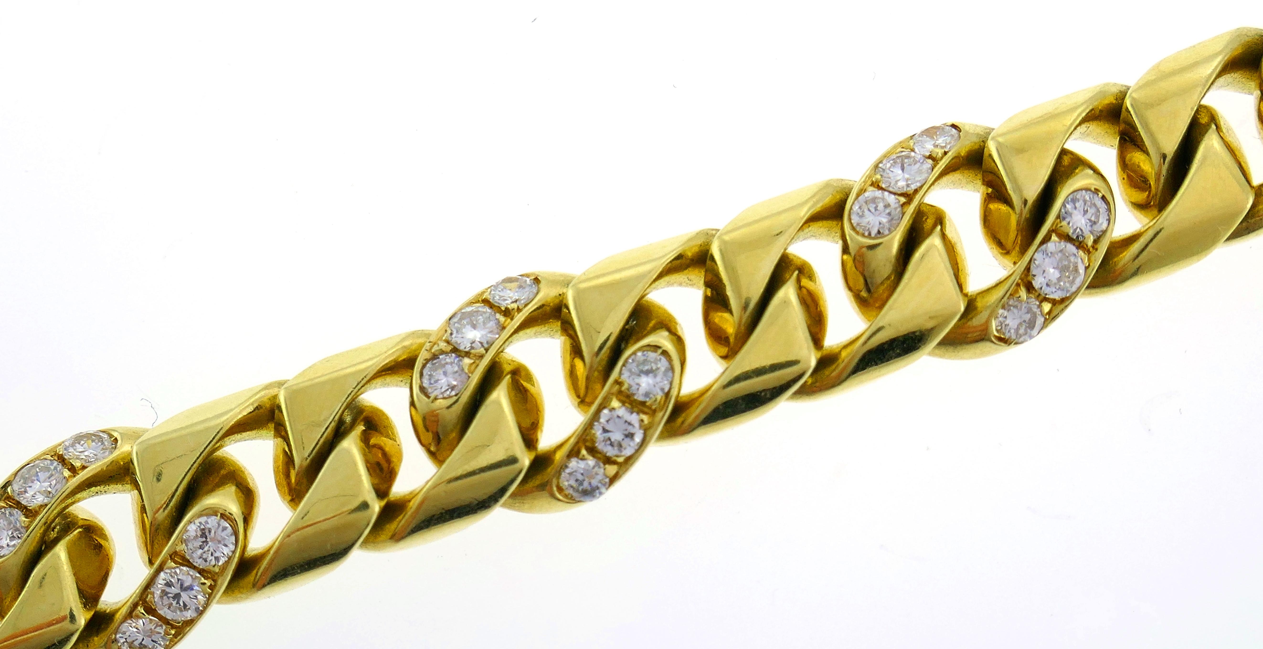 Bulgari Diamond Yellow Gold Link Bracelet 1980s Bvlgari 2