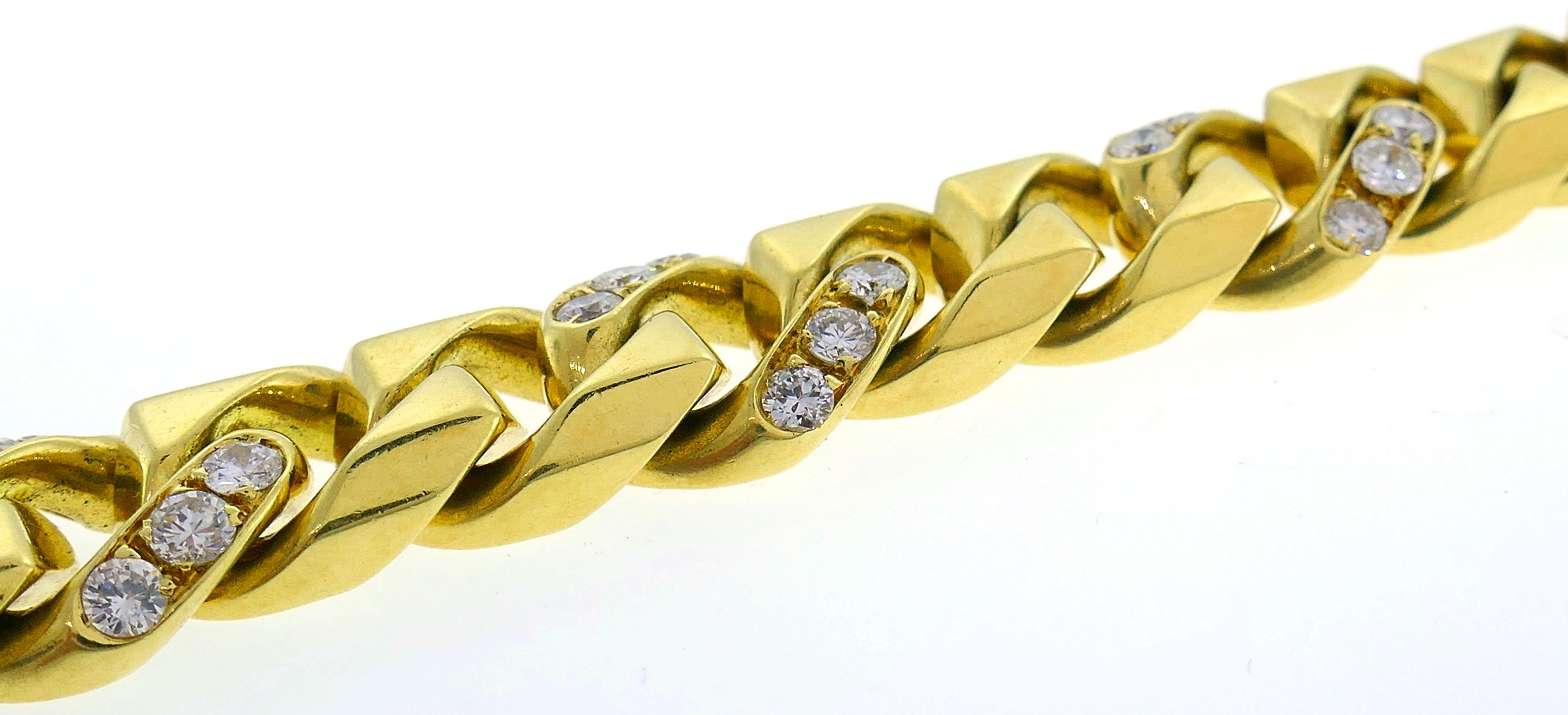 Bulgari Diamond Yellow Gold Link Bracelet 1980s Bvlgari 3