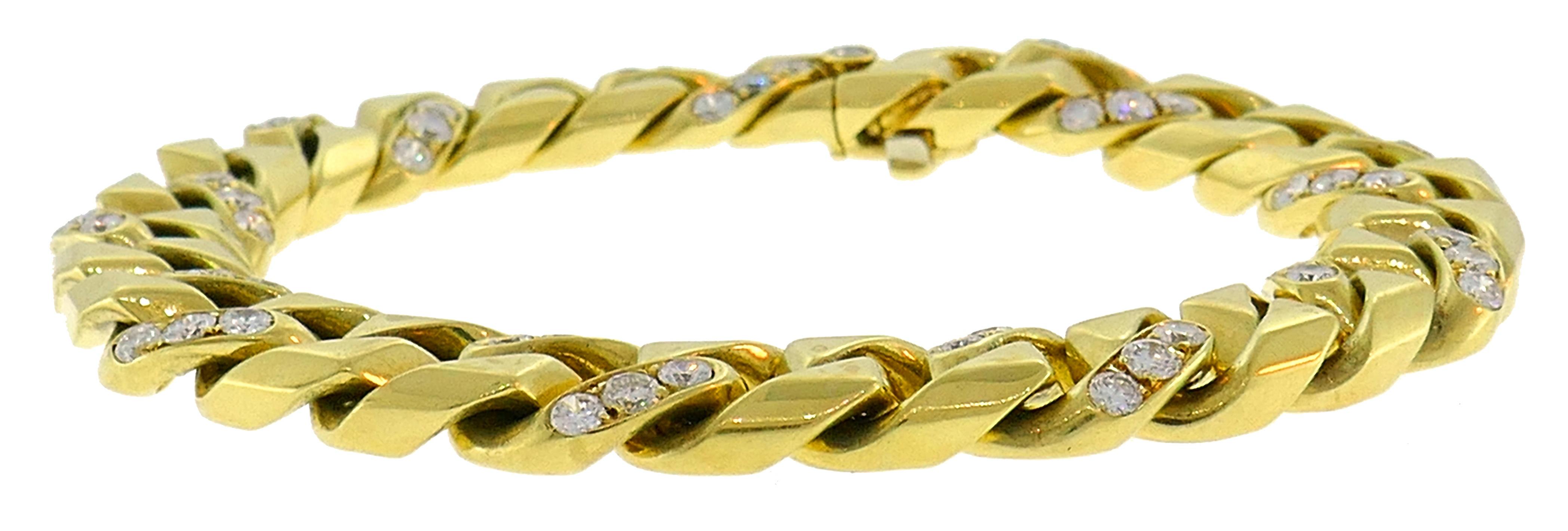 Bulgari Diamond Yellow Gold Link Bracelet 1980s Bvlgari 4