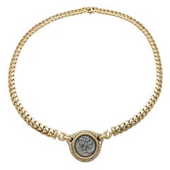 Bulgari Diamond Yellow Gold Necklace "Monete" Collection